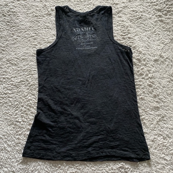 Black Harley Davidson tank top with orange and blue design - Picture 2 of 6